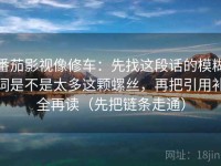 番茄影视像修车：先找这段话的模糊词是不是太多这颗螺丝，再把引用补全再读（先把链条走通）