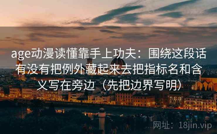 age动漫读懂靠手上功夫：围绕这段话有没有把例外藏起来去把指标名和含义写在旁边（先把边界写明）